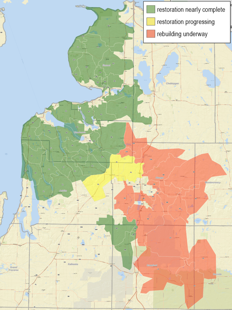 Counties in Michigan affected with Truestream outages