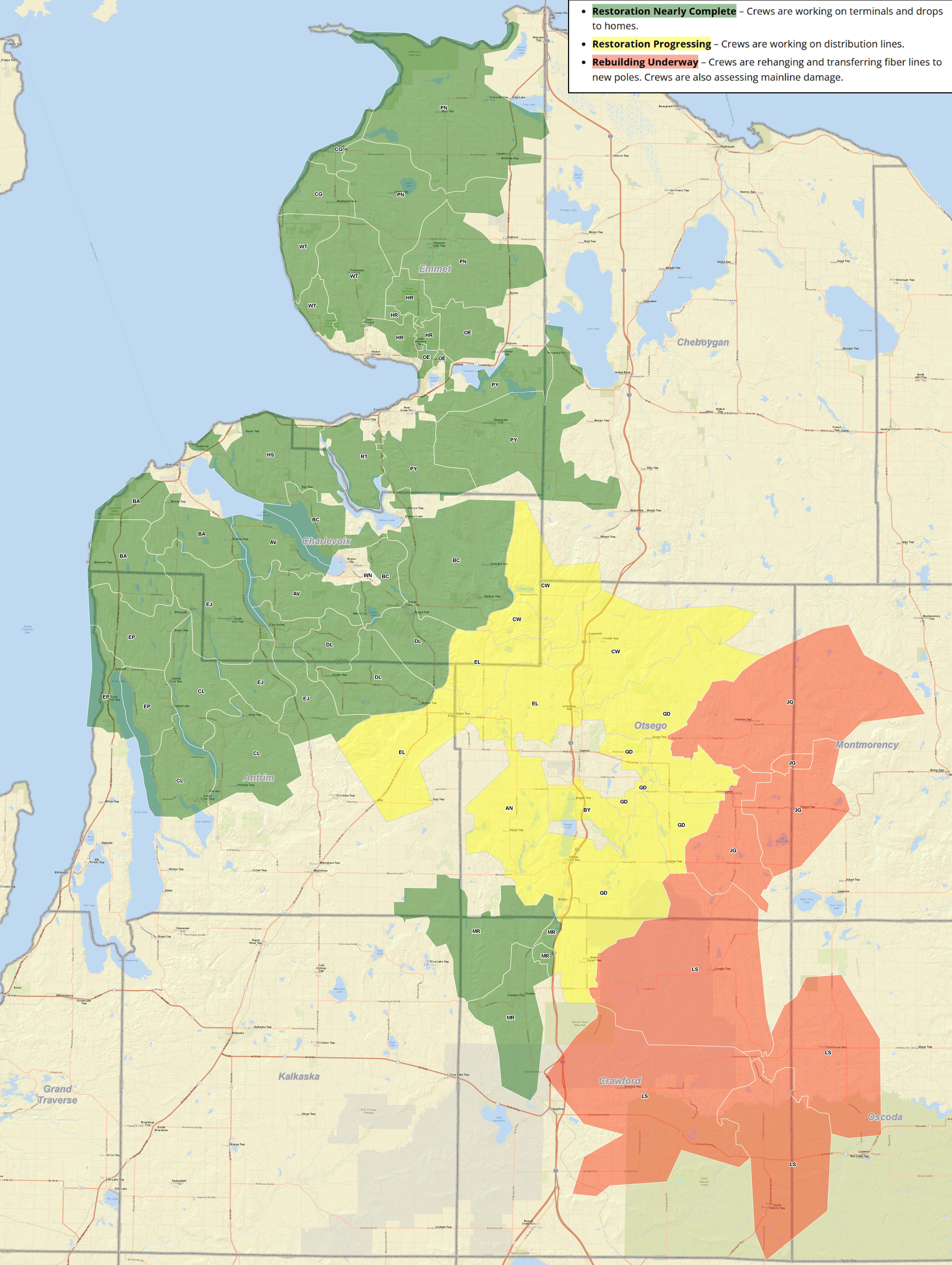 Map show restoration progress
