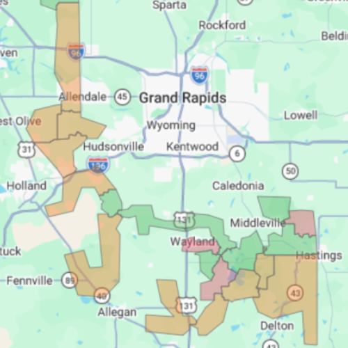 Wayland Service Area Map